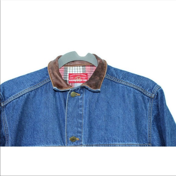 Marlboro Country Leather Collar Denim Jean Jacket - Picture 5 of 6